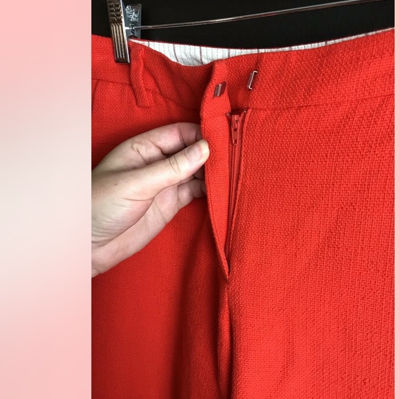 SESSUN Madewell Woven Skinny Pants Orange Cotton Ankle Crop Mid Rise Vibrant - Picture 7 of 12